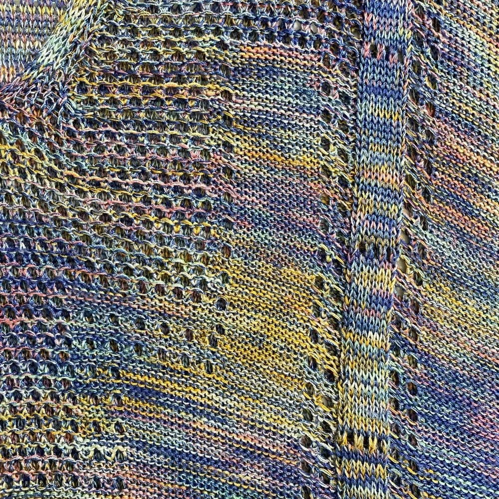 Democracy Colorful Open Knit Sweater Size L Crochet Boho Summer Vibes‎ Festival